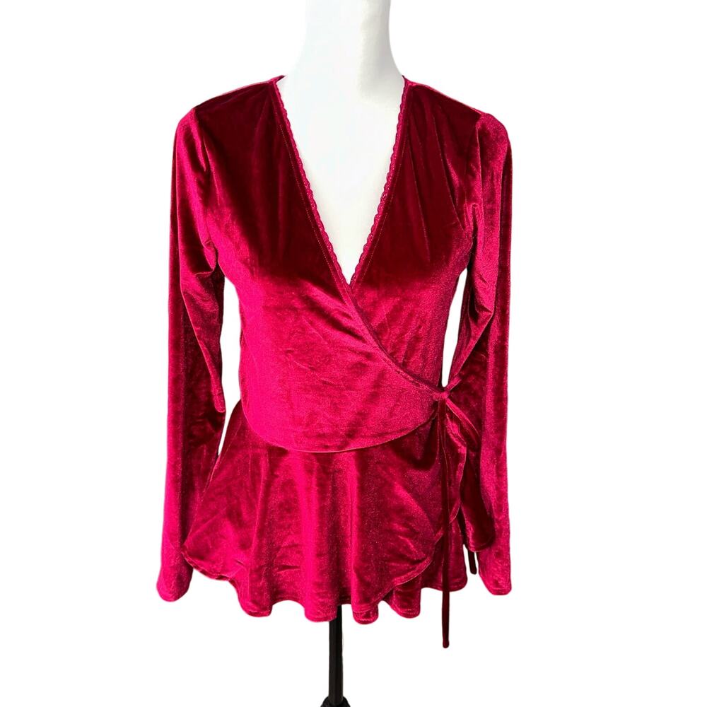 Kori America Small Magenta Long Sleeve Top Velvet